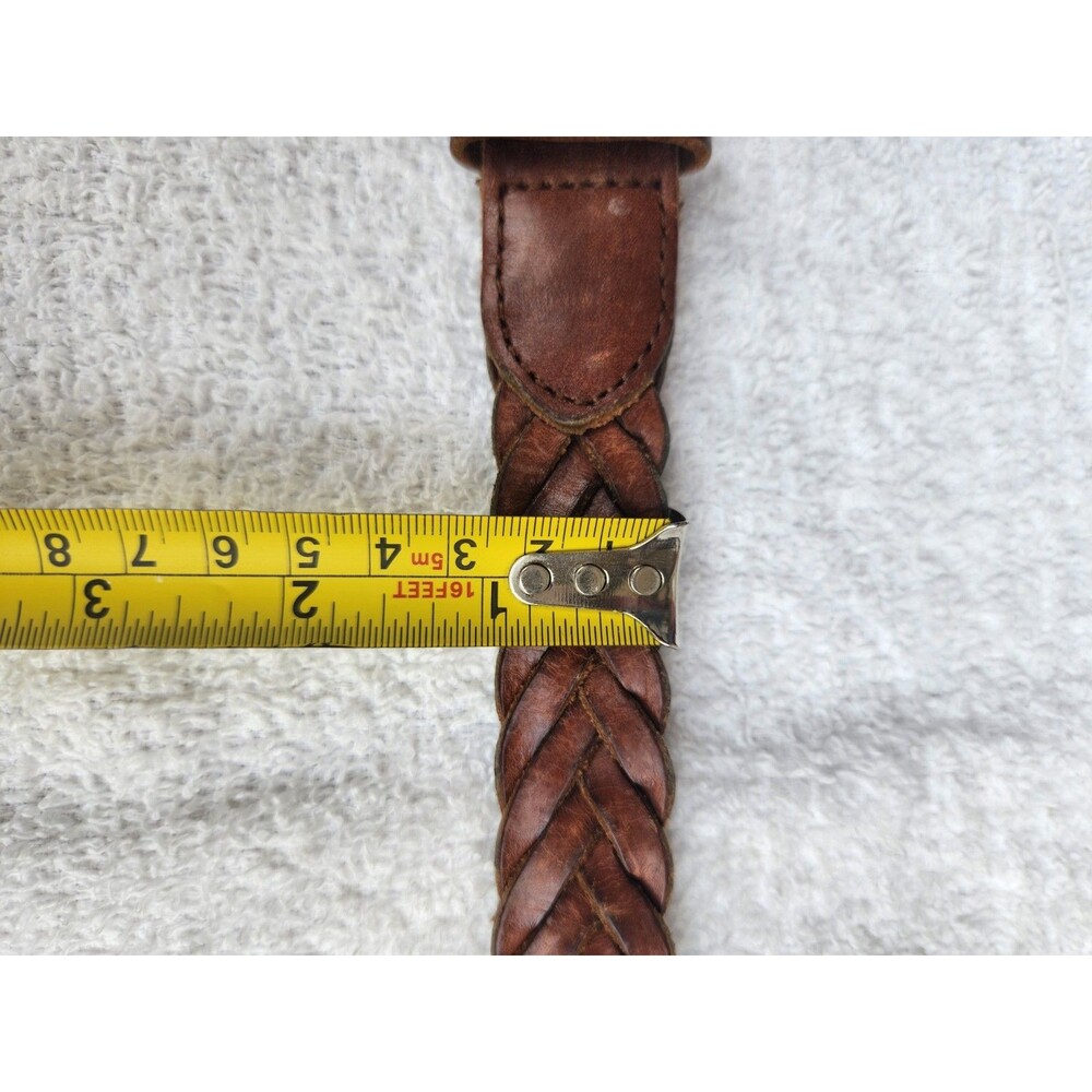 J. Crew Women's Braided Brown Leather Belt Size XS S Brass Buckle Woven Boho - Picture 5 of 6
